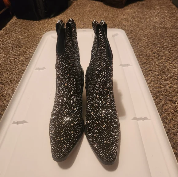 Studded Black Ankle Boots - Picture 2 of 8